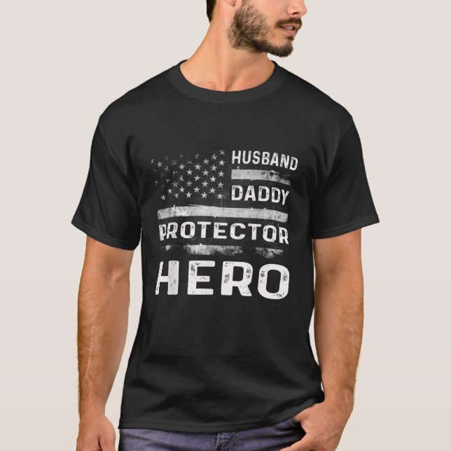 Manar Make Pappa Protector Hero Cute Fars dag T Shirt (Framsida)