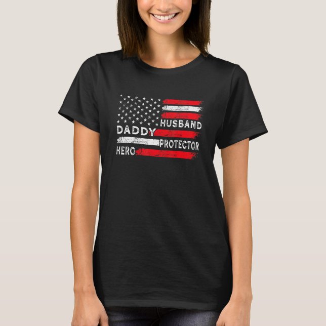 Manar Make Pappa Protector Hero Fars dag Cam T Shirt (Framsida)