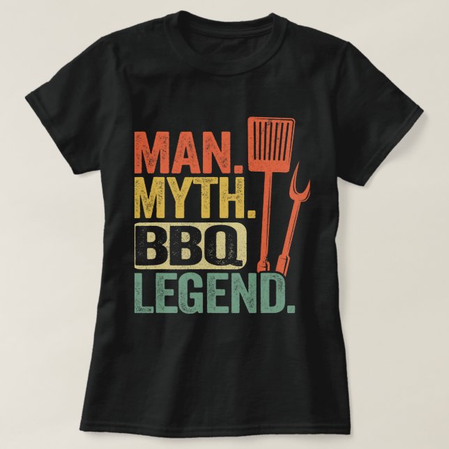 Manar Man Myth BBQ Legend Barbecue Grilling Pappa  T Shirt (Design framsida)