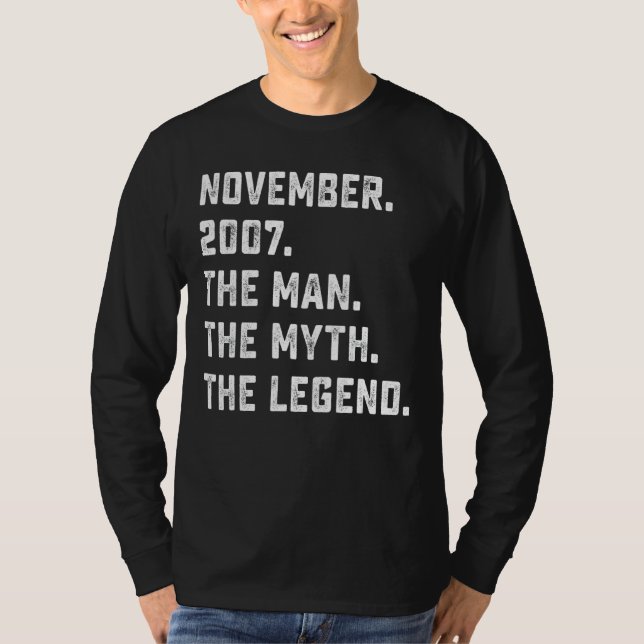 Manar Man Myth Legend, 15:e födelsedagen, november T Shirt (Framsida)