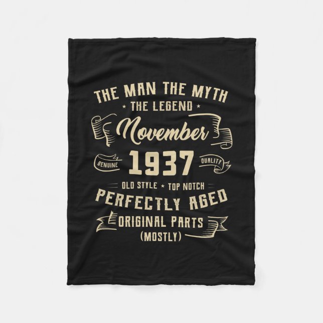 Manar Man Myth Legend 1937 85 Birthday Fleecefilt (Framsidan)