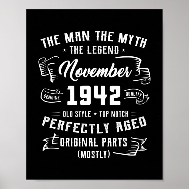 Manar Man Myth Legend 1942 80 Birthday Poster (Framsidan)