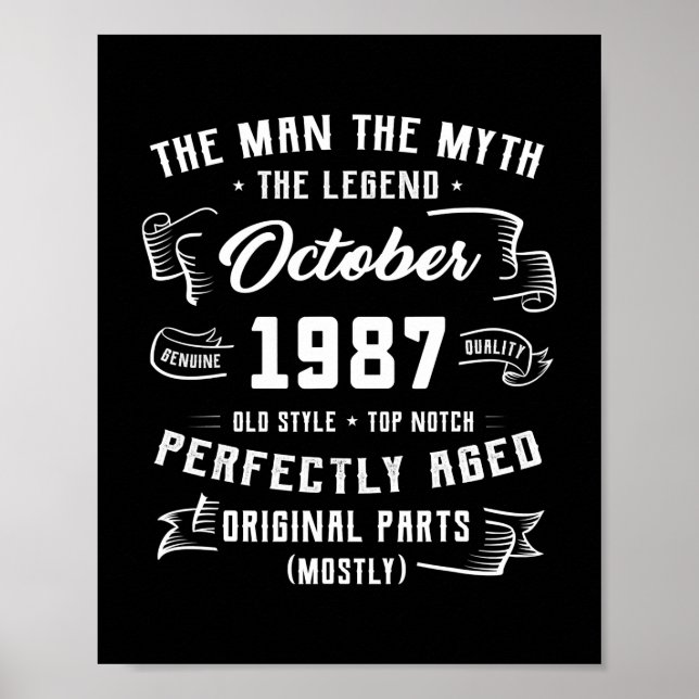Manar Man Myth Legend 35e Birthday, oktober 1987 Poster (Framsidan)