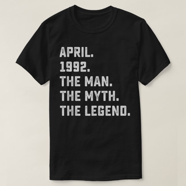 Manar Man Myth Legend april 1992 30års födelsedag  T Shirt (Design framsida)