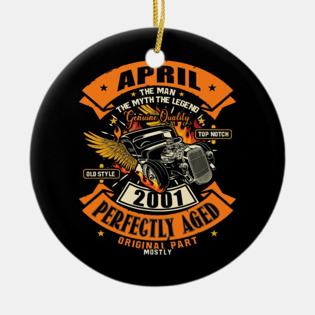 Manar Man Myth Legend April 2001 21:a födelsedagen Julgransprydnad Keramik (Framsidan)