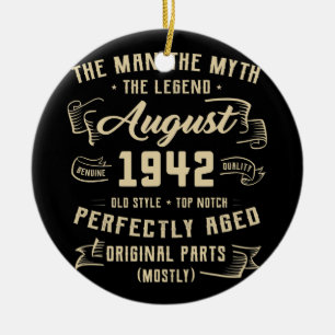 Manar Man Myth Legend augusti 1942 80 födelsedagen Julgransprydnad Keramik