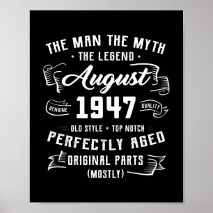 Manar Man Myth Legend augusti 1947 75:e Birthday Poster