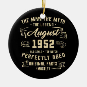 Manar Man Myth Legend augusti 1952 70 Birthday Julgransprydnad Keramik