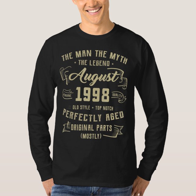 Manar Man Myth Legend augusti 1998 24:e födelsedag T Shirt (Framsida)