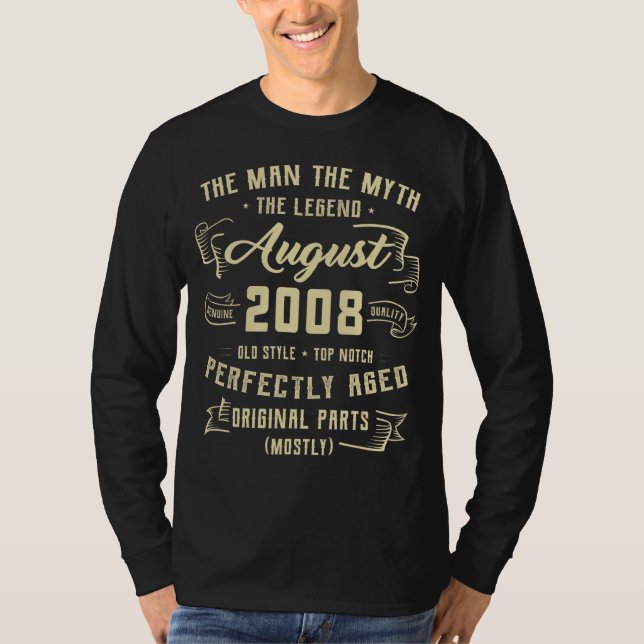 Manar Man Myth Legend augusti 2008 14:e födelsedag T Shirt (Framsida)