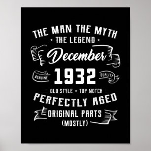 Manar Man Myth Legend december 1932 90:e födelseda Poster