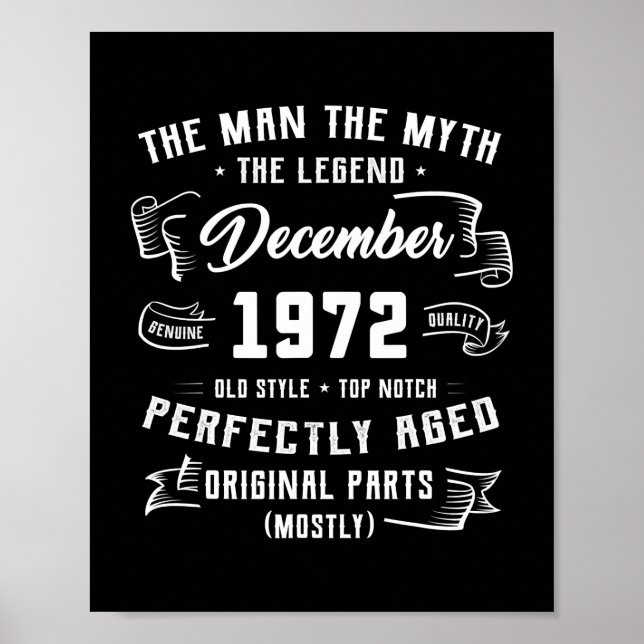 Manar Man Myth Legend december 1972, 50:e födelsed Poster (Framsidan)