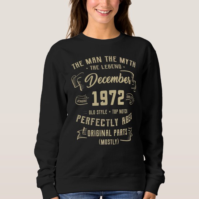Manar Man Myth Legend december 1972, 50:e födelsed T Shirt (Framsida)