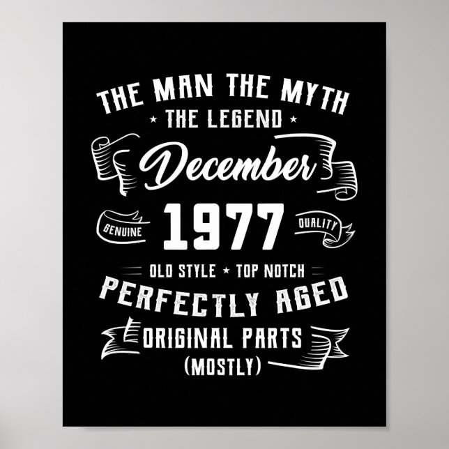 Manar Man Myth Legend december 1977 45:e födelseda Poster (Framsidan)