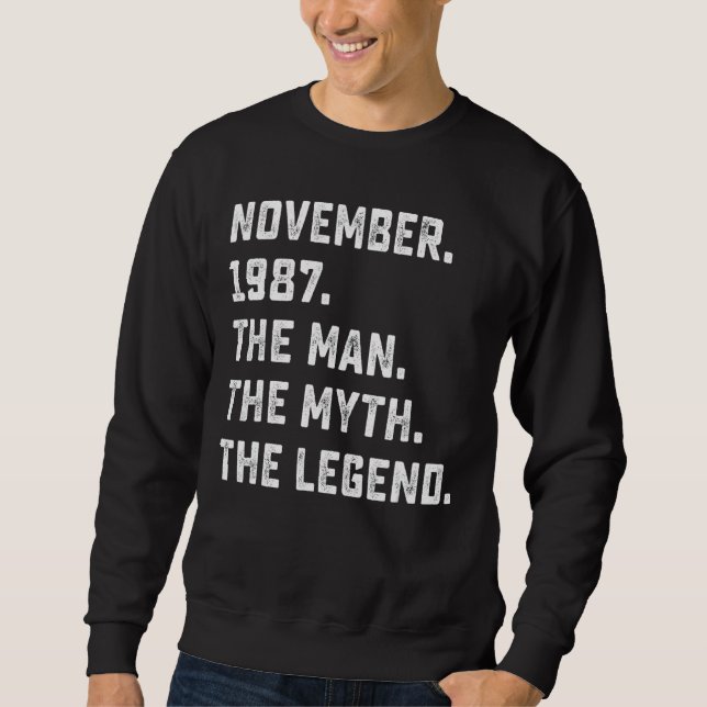 Manar Man Myth Legend i 35en från november 1987 Lång Ärmad Tröja (Framsida)