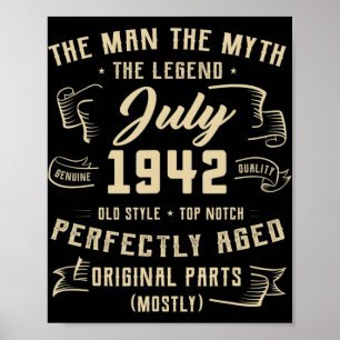 Manar Man Myth Legend juli 1942 80 Birthday Gift Poster