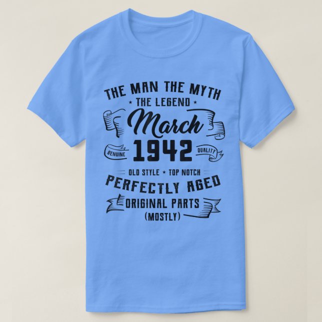 Manar Man Myth Legend Mars 1942 80 Birthday Gift T Shirt (Design framsida)