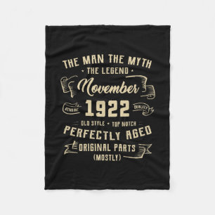 Manar Man Myth Legend november 1922 100th Birthday Fleecefilt
