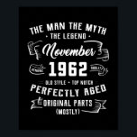 Manar Man Myth Legend november 1962 60 födelsedage Poster<br><div class="desc">Manar Man Myth Legend 1962 60:e födelsedagsgåva 60 år gåva. Perfekt-gåva till pappa, mamma, pappa, manar, kvinnor, vänner och familjemedlemmar på Thanksgiving Dag, juldag, Mors dag, Fars dag, 4 juli, 1776 Oberoende dag, veterandagen, Halloween D, Patrick's Day</div>