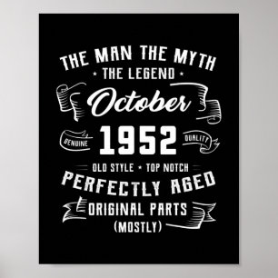 Manar Man Myth Legend oktober 1952 70:e födelsedag Poster