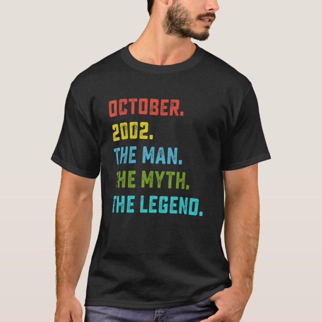 Manar Man Myth Legend oktober 2002 20:e födelsedag T Shirt (Framsida)