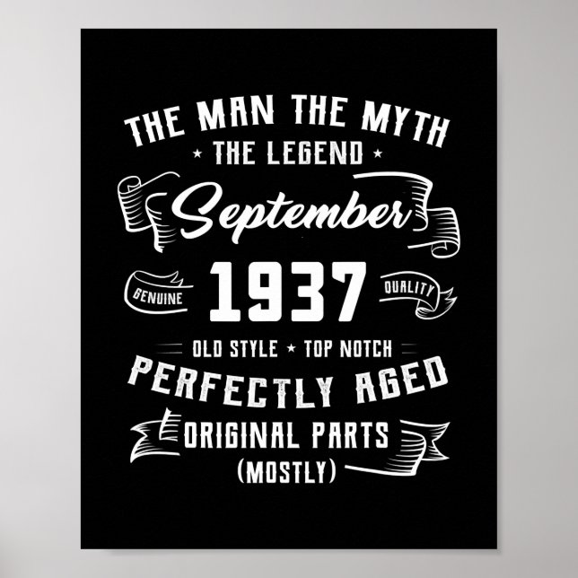 Manar Man Myth Legend september 1937 85 Birthday Poster (Framsidan)