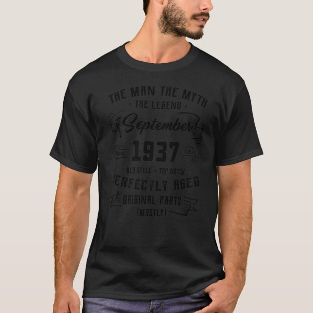Manar Man Myth Legend september 1937 85 Birthday T Shirt (Framsida)