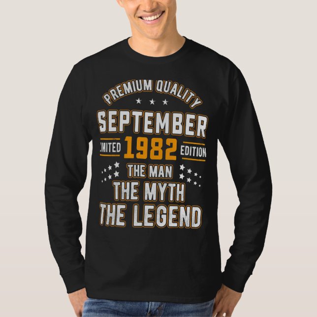 Manar Man Myth Legend september 1982 40:e födelsed T Shirt (Framsida)