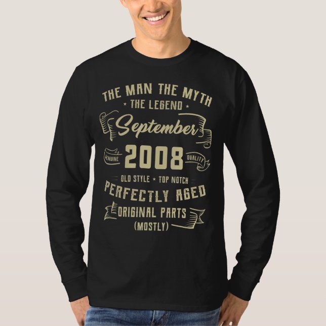 Manar Man Myth Legend september 2008 14:e födelsed T Shirt (Framsida)