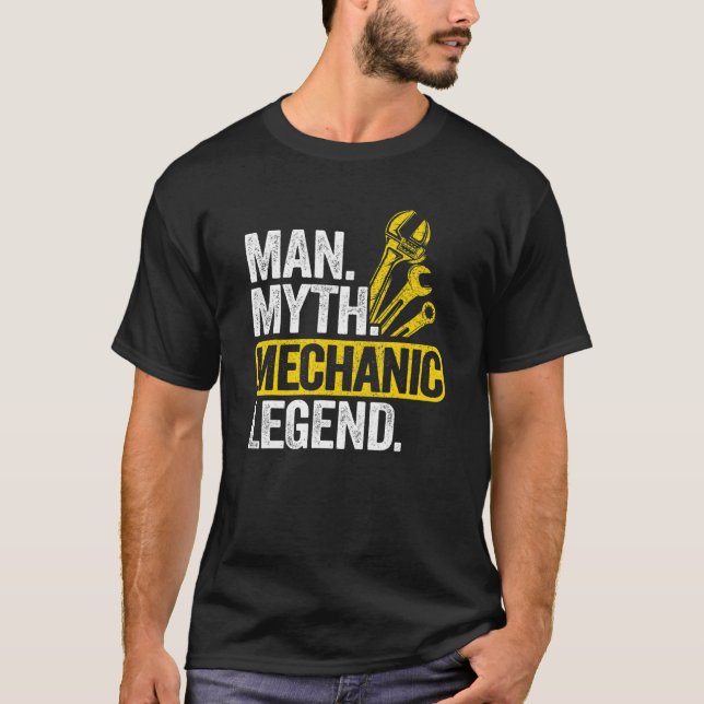 Manar Man Myth Mechanic Legend Car Guy Garage Papp T Shirt (Framsida)
