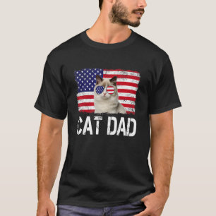 Manar Manar Cat Pappa USA:s Flagga 4 juli Patrioti T Shirt
