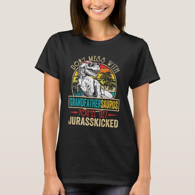 Manar Manar Distress Grandfathersaurus Dinosaur Re T Shirt (Framsida)