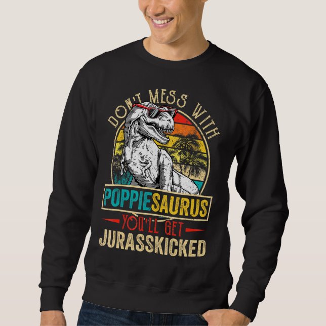 Manar Manar Distress Poppiesaurus Dinosaur Rex Fat Lång Ärmad Tröja (Framsida)