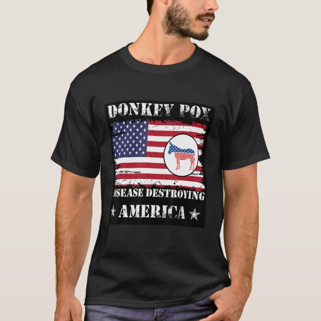 Manar Manar Donkey Pox the Disease Destroying Amer T Shirt (Framsida)