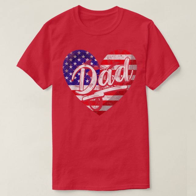 Manar Manar Patriotic American Flagga Heart Motocr T Shirt (Design framsida)