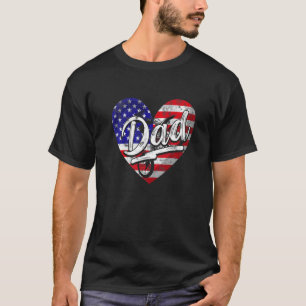 Manar Manar Patriotic American Flagga Heart Motocr T Shirt