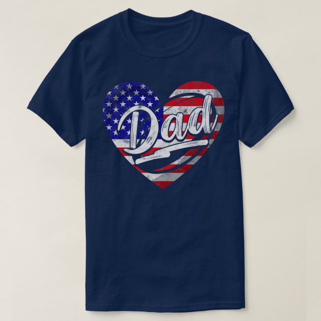 Manar Manar Patriotic American Flagga Heart Rugby  T Shirt (Design framsida)
