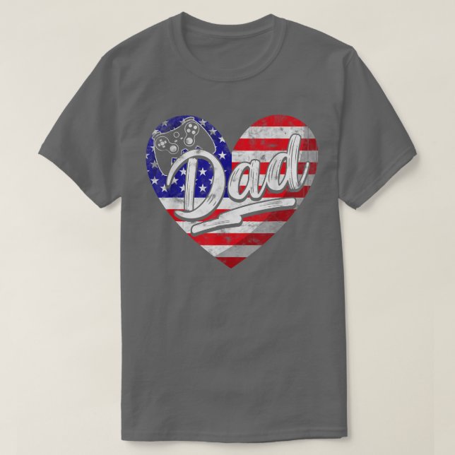 Manar Manar Patriotic American Flagga Heart Video  T Shirt (Design framsida)