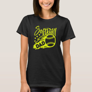 Manar Manar Softball Pappa Stilized Flaming Boll T Shirt