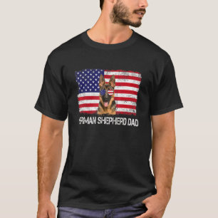 Manar Manar tyska Shepherd Pappa US Flagga 4 juli T Shirt