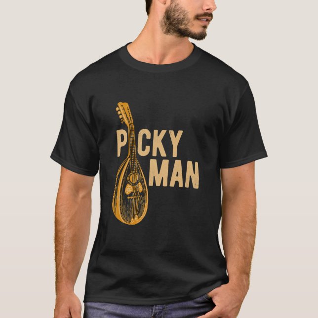 Manar Mandolin Player Picky Man Bluegräs Guitar T Shirt (Framsida)