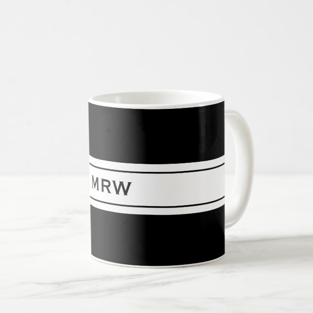 Manar manlig enkel svart Monogram för Kaffemugg (Framsida höger)