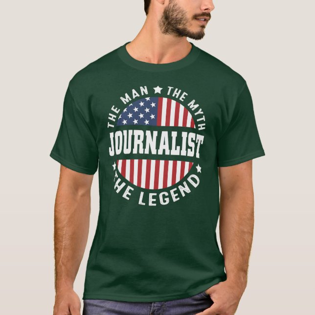 Manar Mannen Myth of Legend Journalist USA T Shirt (Framsida)