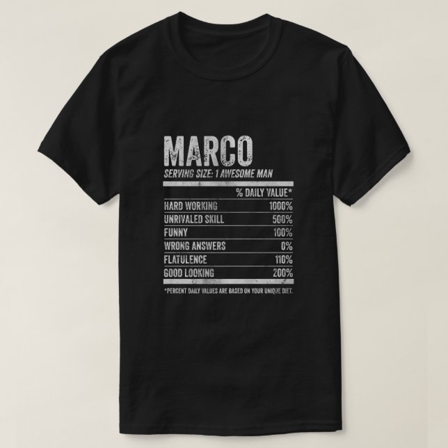 Manar Marco Nutrition Personlig Namn Shirt Funny T (Design framsida)
