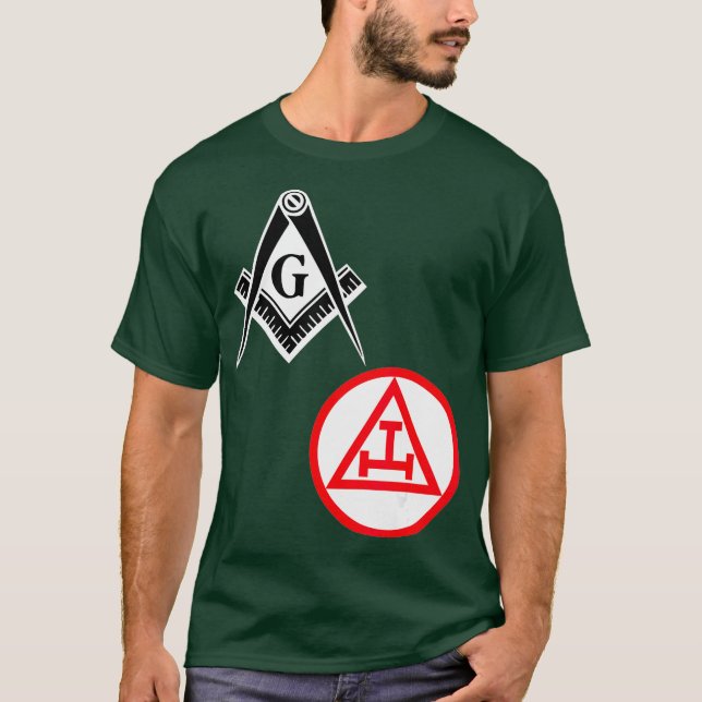 Manar Mason Royal Arch Split T Masonic York Rite T Shirt (Framsida)