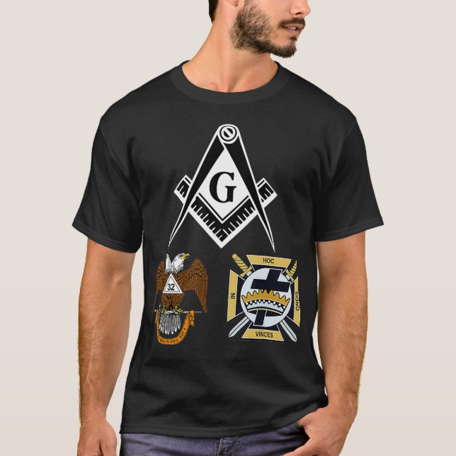 Manar Mason Scottish York Rite T Shirt Masonic Tee (Framsida)