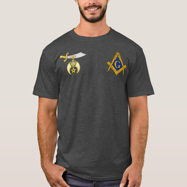 Manar Mason Shriner Pocket Split Masonic Shrine T Shirt (Framsida)