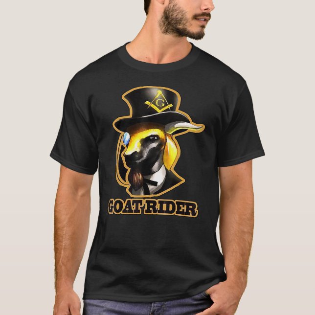 Manar Masonic Goat Rider T Shirt Mason Tees (Framsida)
