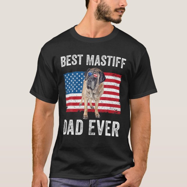 Manar Mastiff Pappa pappa American Flagga English  T Shirt (Framsida)