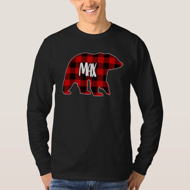 Manar Max Bear Anpassningsbar Red Buffalo Play jul T Shirt (Framsida)